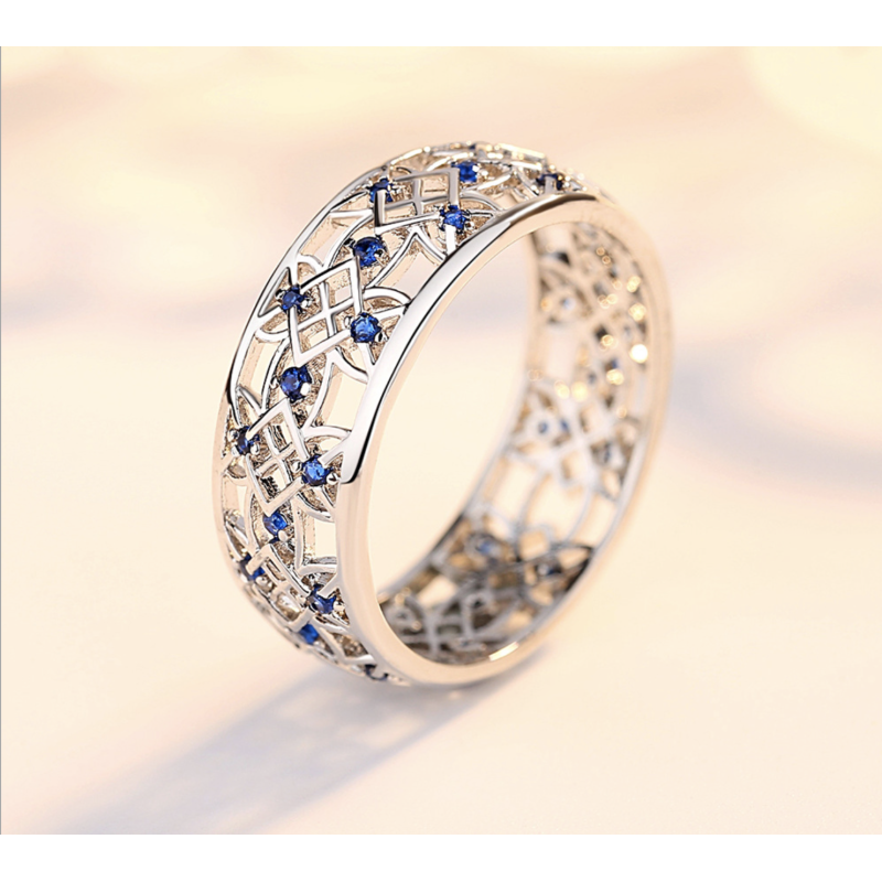 Silicone jewelry stainless steel round shape blue diamonds engagement rings
