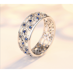 Silicone jewelry stainless steel round shape blue diamonds engagement rings