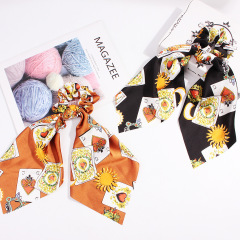 Factory Wholesale Custom Printed Flower Long Scarf Scrunchies For Women Girls