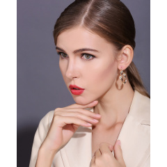 Fashion women copper thread hoop plating 18k gold geometric gold earring