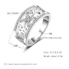 Wholesale fashion jewelry zircon crystal rhinestone clover engagement ring