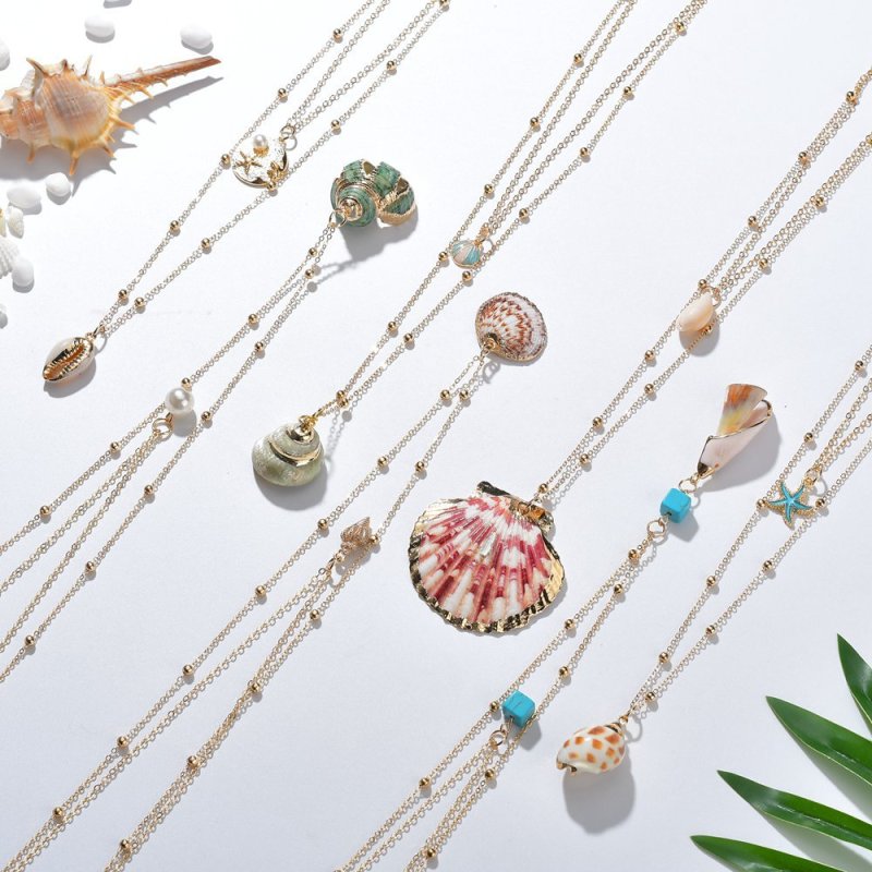 Handmade beautiful women beach holiday cowrie natural shell pendant necklace