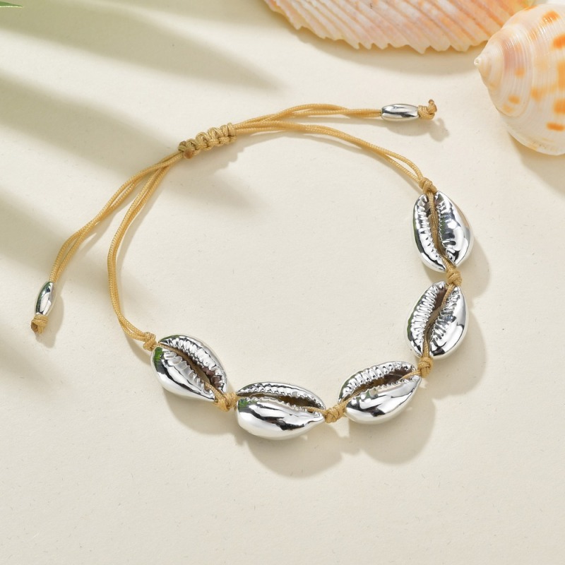 2019 Custom gold silver sea shell adjustable rope miyuki bracelet for women