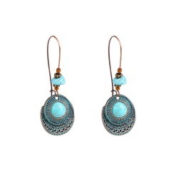 European and American Amazon explosion models bohemian turquoise earrings alloy ethnic retro hoop earrings