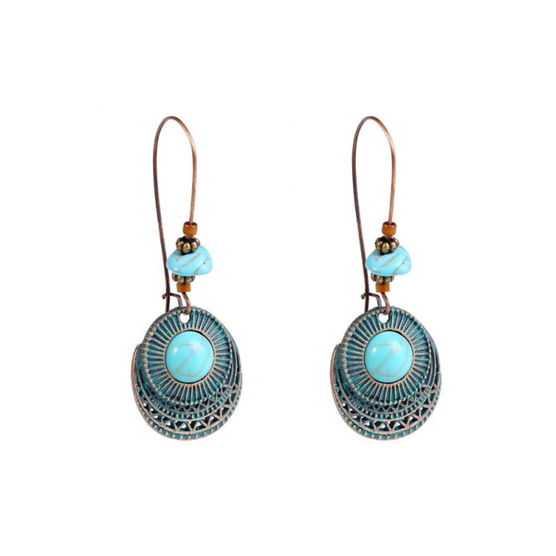 European and American Amazon explosion models bohemian turquoise earrings alloy ethnic retro hoop earrings European and American Amazon explosion models bohemian turquoise earrings alloy ethnic retro hoop earrings