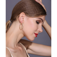 China oval 18K gold plated female copper circle hoop earrings accessories