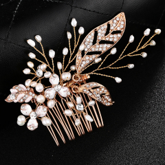 New Luxury Gold Leaf Wedding Crystal Tiara Bridal Hairband Hair Combs