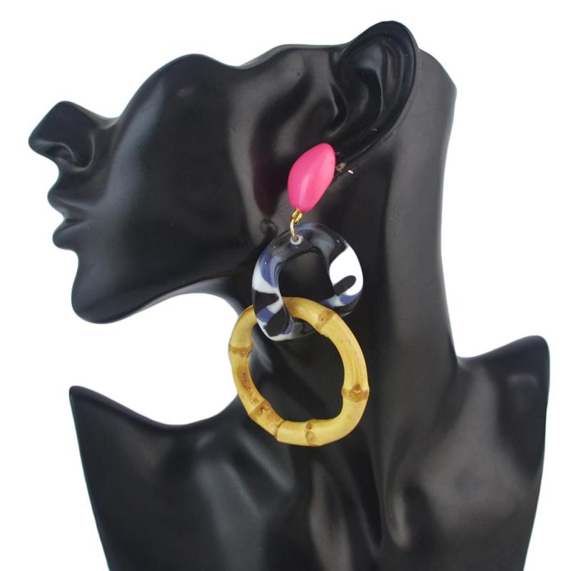 amazon ins Customized fashion Vintage drop Long Acrylic wholesale bamboo double circle earring amazon ins Customized fashion Vintage drop Long Acrylic wholesale bamboo double circle earring