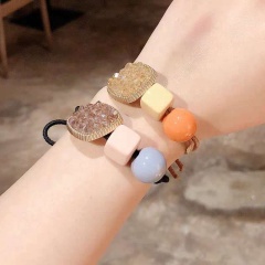 Korean girl ins sweet lady diamond rhinestone neon color hair tie for girls for sale