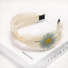 Wholesale Fashion Women Plain Summer Daisy Flower Cross HairBand For Girls