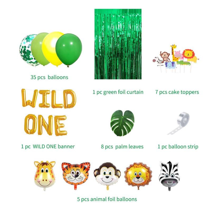 Summer Party Supply Green Animal Wild Decoration Children Party Gifts set Summer Party Supply Green Animal Wild Decoration Children Party Gifts set
