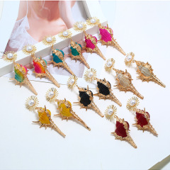 2019 new fashion women pendant alloy long pearl shell drop conch earrings 2019 new fashion women pendant alloy long pearl shell drop conch earrings