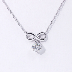 Hot  925 Sterling Silver Infinity Symbol moissanite 14k gold diamond necklace