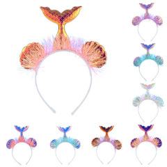 Kids party  hair Accessories bling tassel Hairband Mermaid Headband