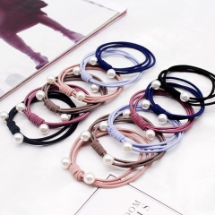 Simple pearl head rope hair tie set elastic hair band decorative hair ties with pearls