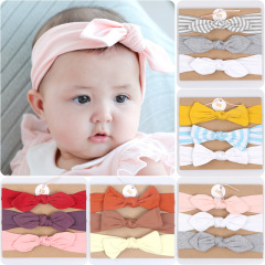 3pcs European style Children's bow strip headbands cotton hair band