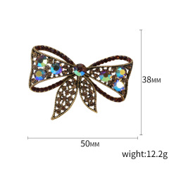 Women Elegant Vintage wedding brooches Dress Jewelry Custom Necktie CorsageTie Bow brooch pin rhinestone