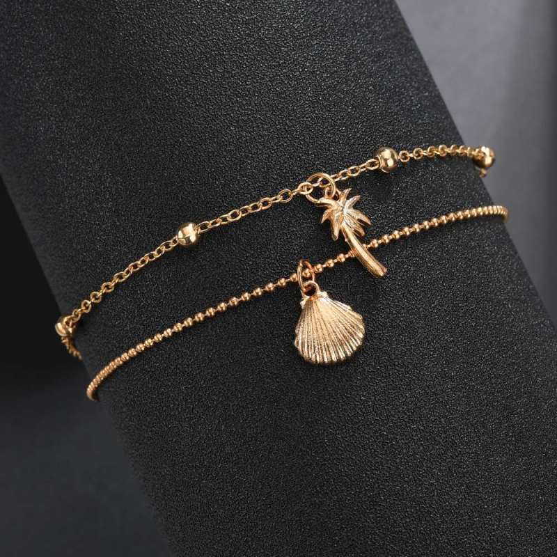 Bali jewelry coconut shell gold jewelry beach ankle bracelet anklet chains sets for women