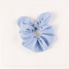 Wholesale fashion customized human solid color rabbit ear chiffon hair scrunchies for girls