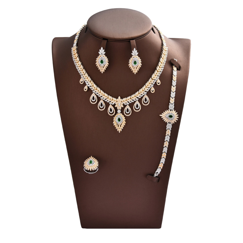 2019 fashion aaa copper Bridal wedding earrings bracelet zircon wedding jewelry sets
