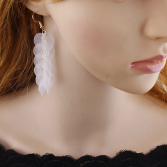 Wholesale fashion girls drop long petal leaves resin earrings for women