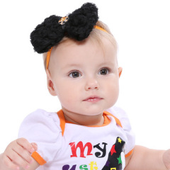 2020 Soft lace design black and orange baby girls headband hairband for kids hair accessories