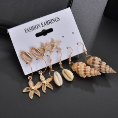 2019 New design rose gold jewelry set sea star sea shell hoop earring set for women