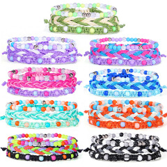Wholesale 3pcs/set bead jewelry colorful line woven bracelets for women