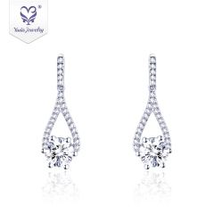 New  Elegant Dangle 18k rose gold silver jewelry  Moissanite diamond stud earring