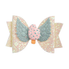 custom 3inch kids baby barrettes Girl korean rainbow colors glitter baby hair bows