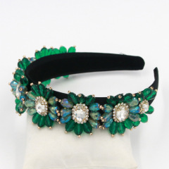 Vintage European and American Baroque fashion woman girls flower crystal headband