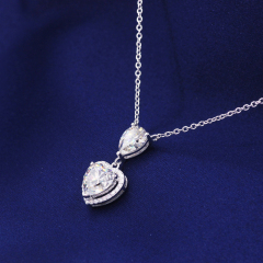 925 sterling silver gold plated yellow moissanite diamond heart pendant necklace