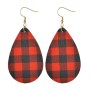 Fashion Colorful Creative Simple Two-sided Teardrop  Lattice Pattern Leather Hook Earrings