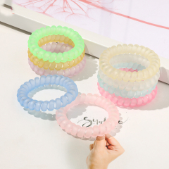 Hot selling popular custom transparent colorful telephone cord hair tie
