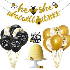 Bee Banner Cake Topper party balloon Gender Reveal Party Decorations Set