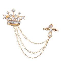 2020 INS amazon korean alloy rhinestone double mens brooch chain for man suite with chain 2020 INS amazon korean alloy rhinestone double mens brooch chain for man suite with chain