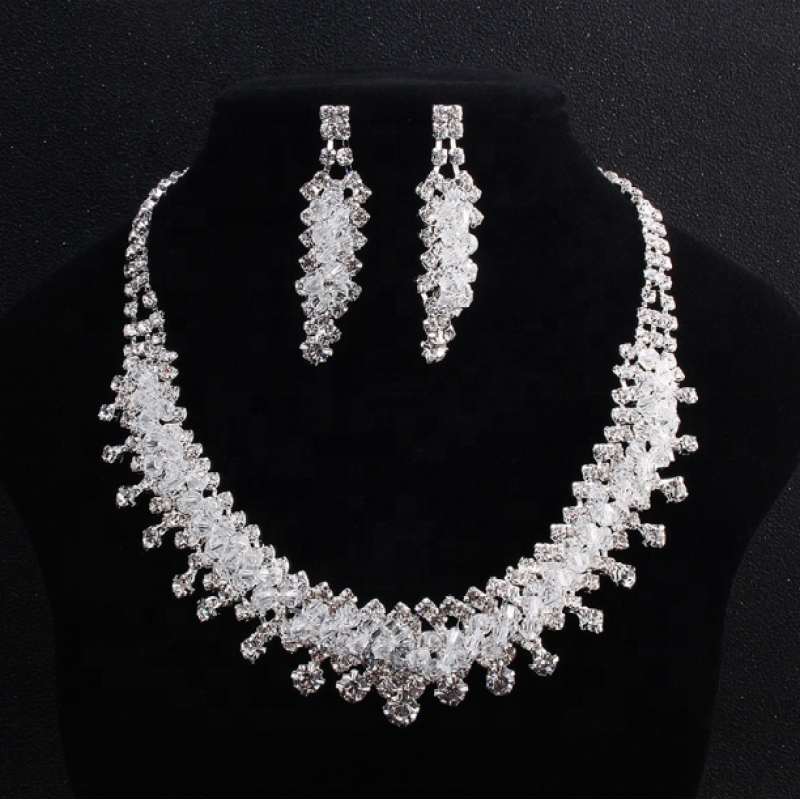 Fashion Zircon handmade necklace with earrings crystal bridal women wedding jewelry sets Fashion Zircon handmade necklace with earrings crystal bridal women wedding jewelry sets
