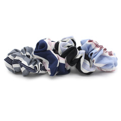 Wholesale Bulk Custom Women Elastic Two-color striped fabric Hair Scrunchie for girls