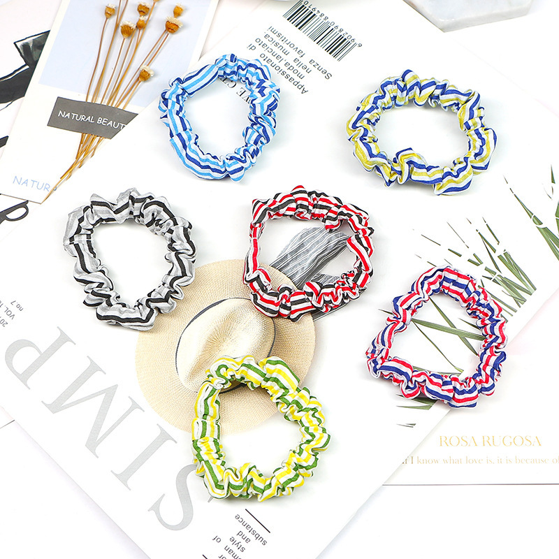 6pcs/set spring and summer custom girls stripe fitness elastic rubber hair scrunchies