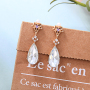 2019 stainless steel silver water drop vintage geometric crystal earrings