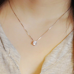 korean ins valentine's day christmas gift pure 925 silver round zircon chocker necklace