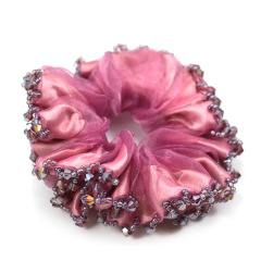 New arrival custom women girls lace fabric beads elastic scrunchies for hair