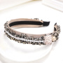Vintage fashion liked leopard pleated fabric women girls pearl hairbands Vintage fashion liked leopard pleated fabric women girls pearl hairbands