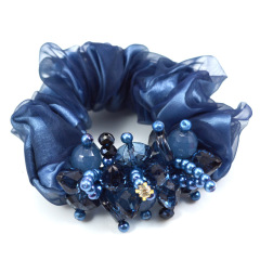 2020 fashion custom women girls pearl rhinestones elastic hair scrunchies