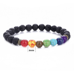 Wholesale fashion Women Men Natural Lava Stone 7 Chakra Woven Beaded Bracelets