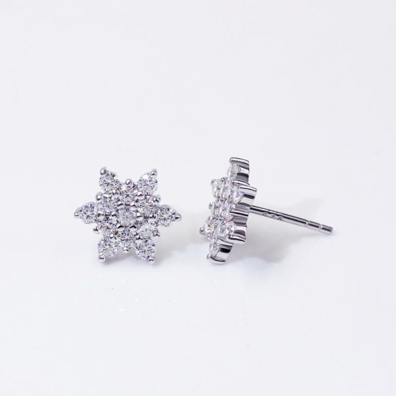 Bohemian star shape rose gold plated moissanite diamond stud earrings