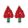 Wholesale red white women jewelry crystal alloy Christmas tree stud earrings Wholesale red white women jewelry crystal alloy Christmas tree stud earrings