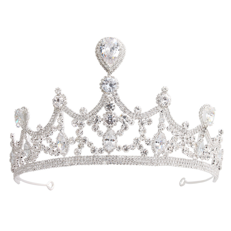 wholesale korea Alloy Water Lead Handmade Wedding Bridal round full pageant crowns