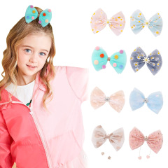 Wholesale baby girls hair accessories  daisy children's mesh crown bow hair clips