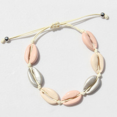 Amazon hot sale bohemia style women jewelry colorful shell woven bracelets for Holiday